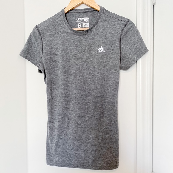 Heather Grey Adidas Workout Short Sleeve Shirt - Picture 2 of 4